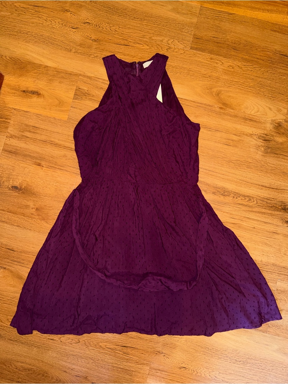 LOFT Plum Textured Sleeveless Mini Dress